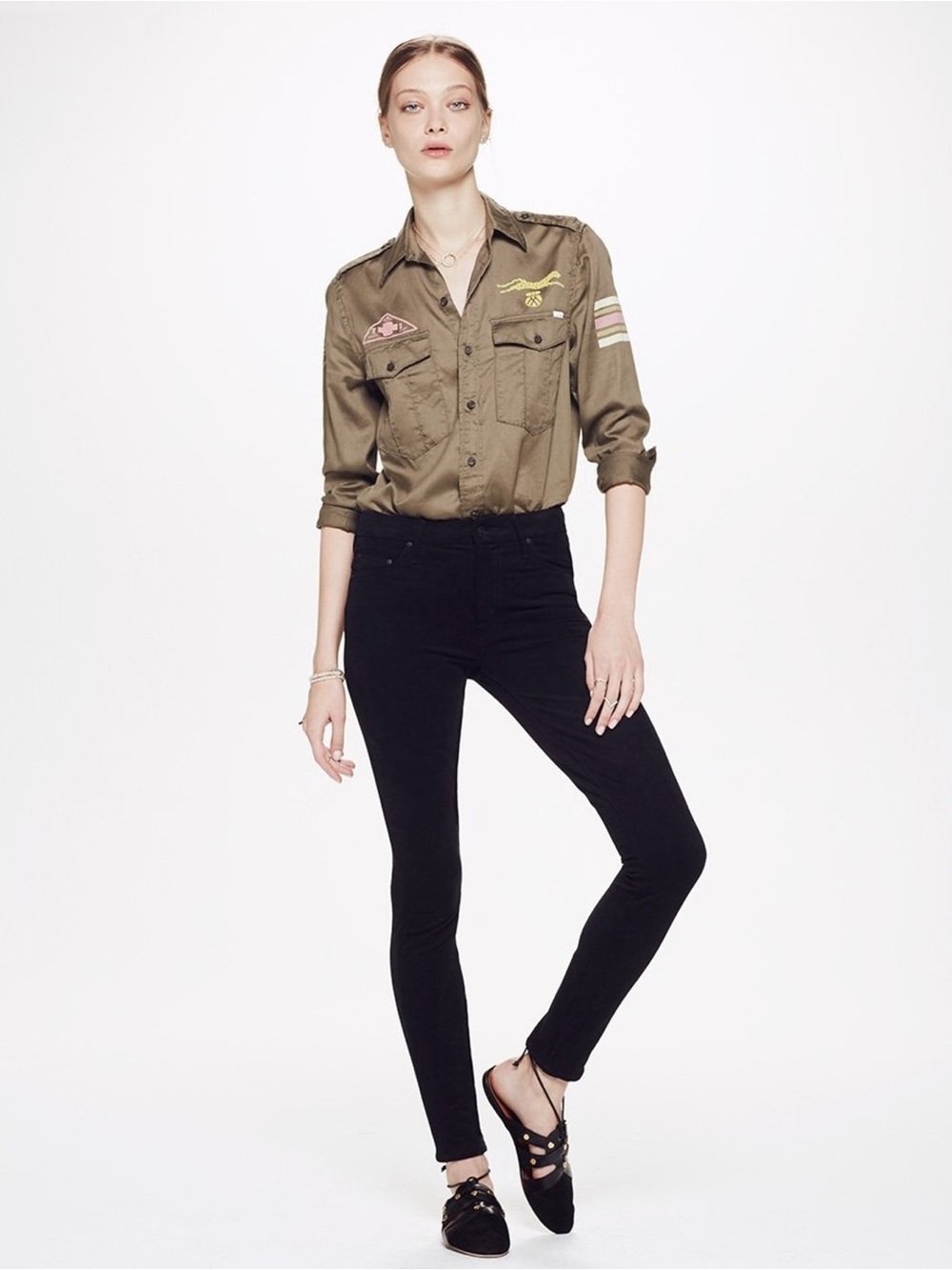 MOTHER 24” Black Faux Suede High Waisted Looker Tricks of the Trade Skinny Jeans